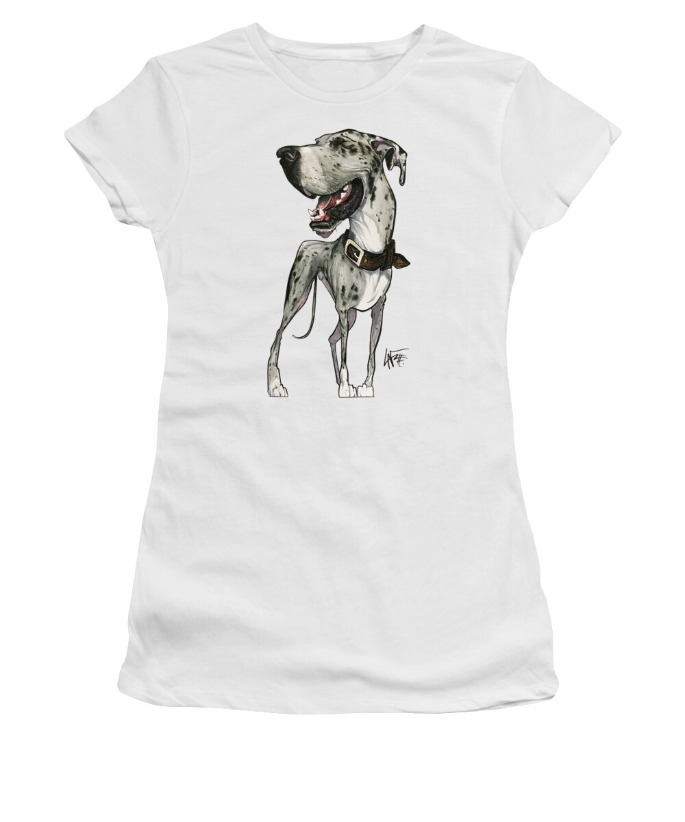 Great Dane Women's T-Shirt featuring the drawing Cooper 3636 by Canine Caricatures By John LaFree