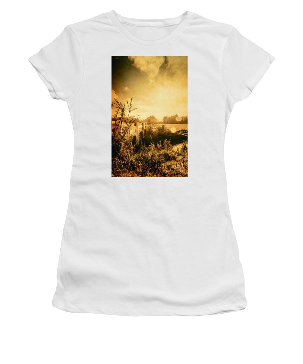 Country Women's T-Shirt featuring the photograph Country river crossing landscape by Jorgo Photography