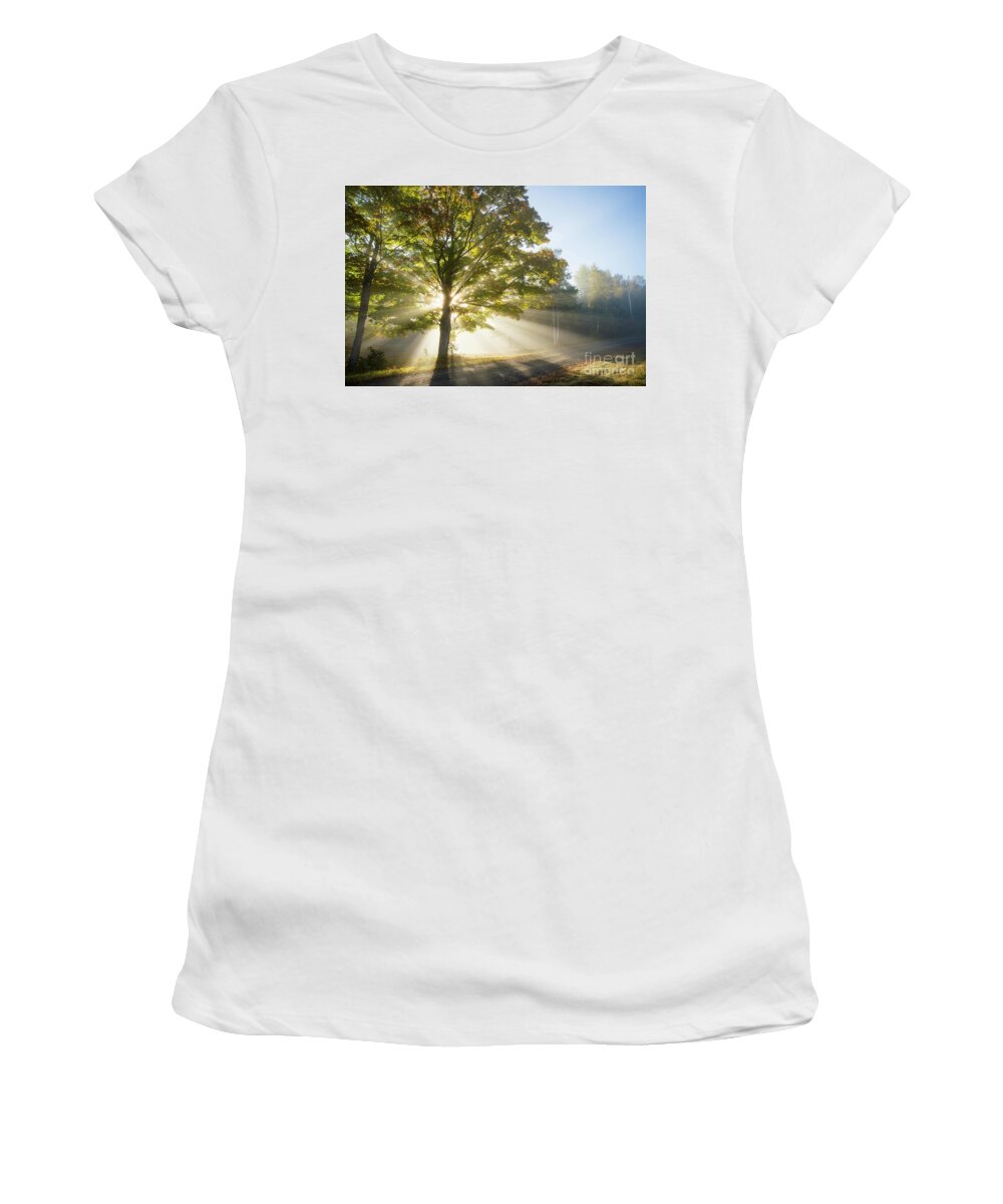 Morning Light Rays Women's T-Shirt featuring the photograph Country Road by Alana Ranney