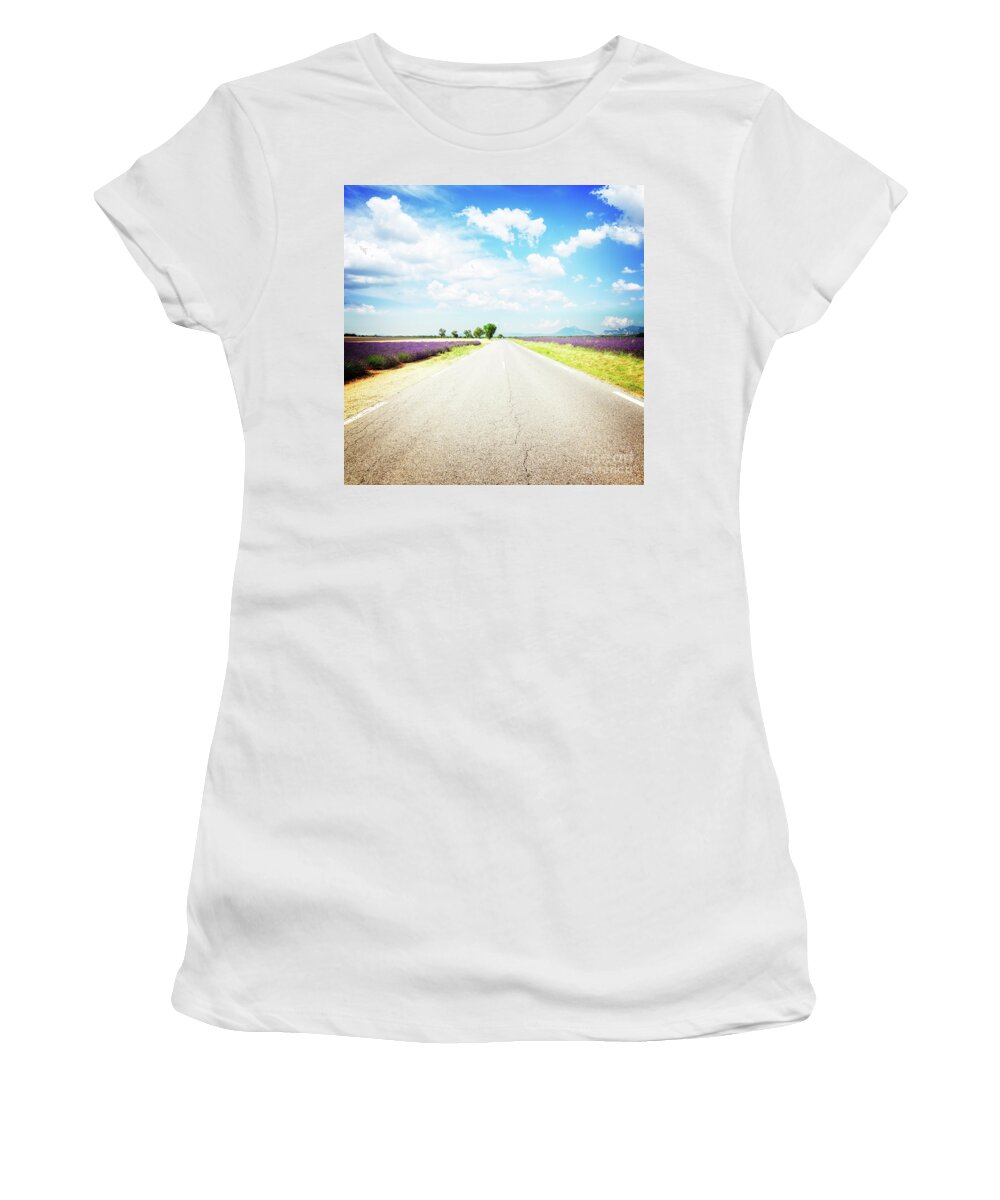 Road Women's T-Shirt featuring the photograph Country Road of Provence by Anastasy Yarmolovich
