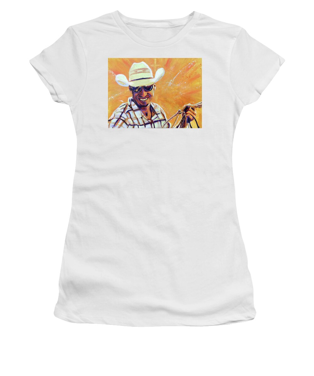 Cowboy Women's T-Shirt featuring the painting Court Will by Steve Gamba
