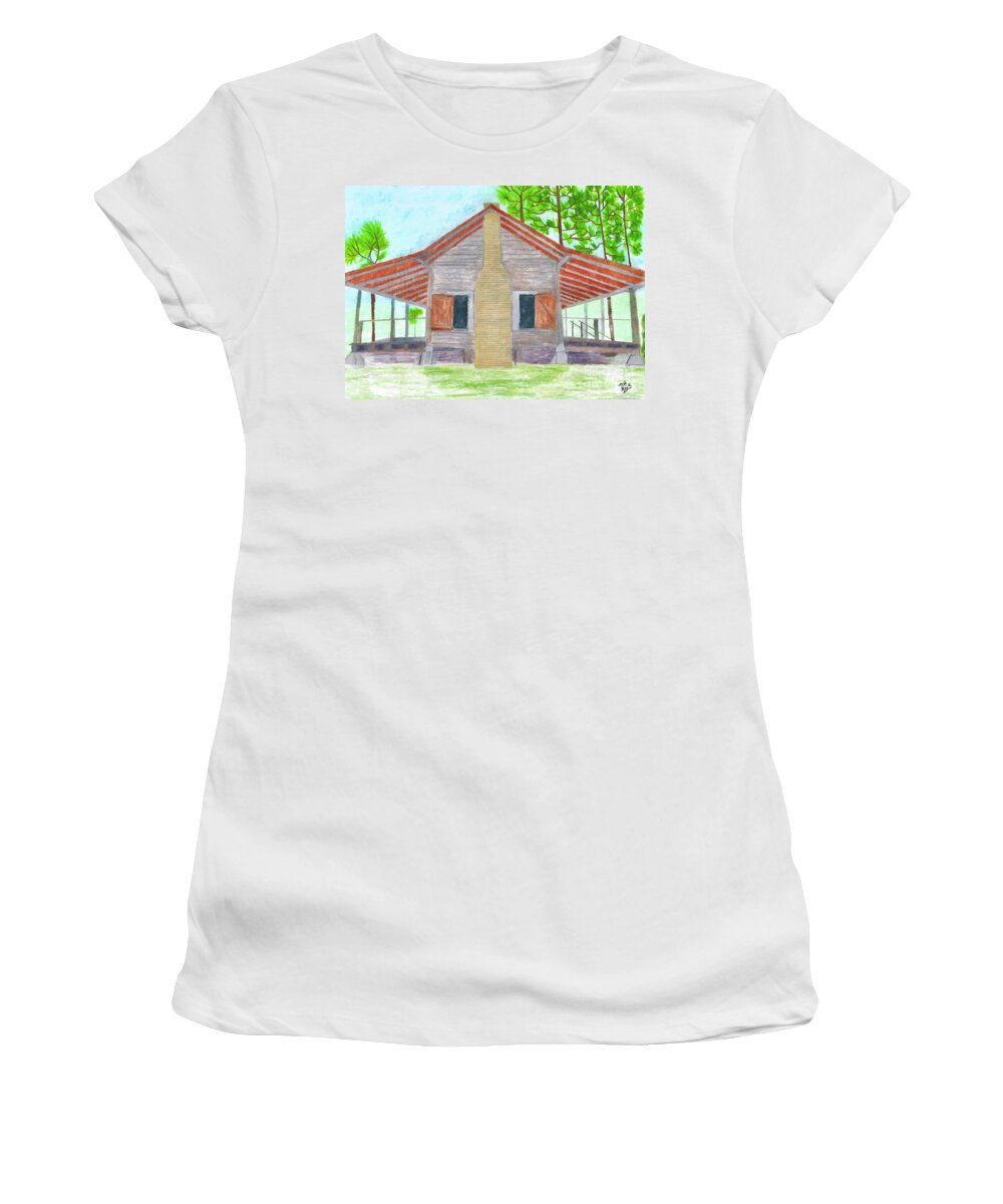 Illustration Women's T-Shirt featuring the drawing Cracker House - Florida by D Hackett