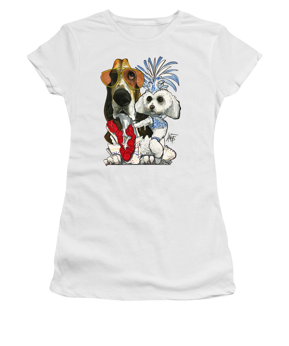 Pet Portraits Women's T-Shirt featuring the drawing Cramer 3015 by Canine Caricatures By John LaFree