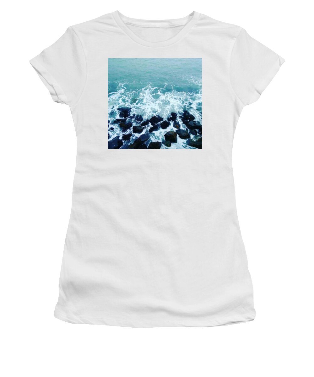  Women's T-Shirt featuring the photograph Crashing waves by Rachel Phillips