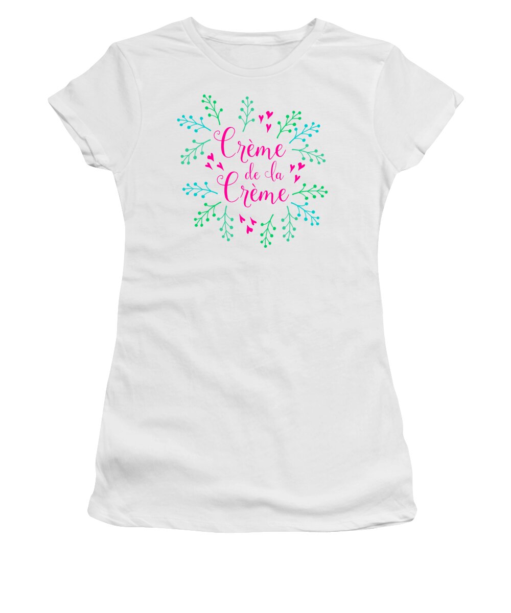 Typography Women's T-Shirt featuring the digital art Creme de la Creme Pink Hearts by Antique Images 