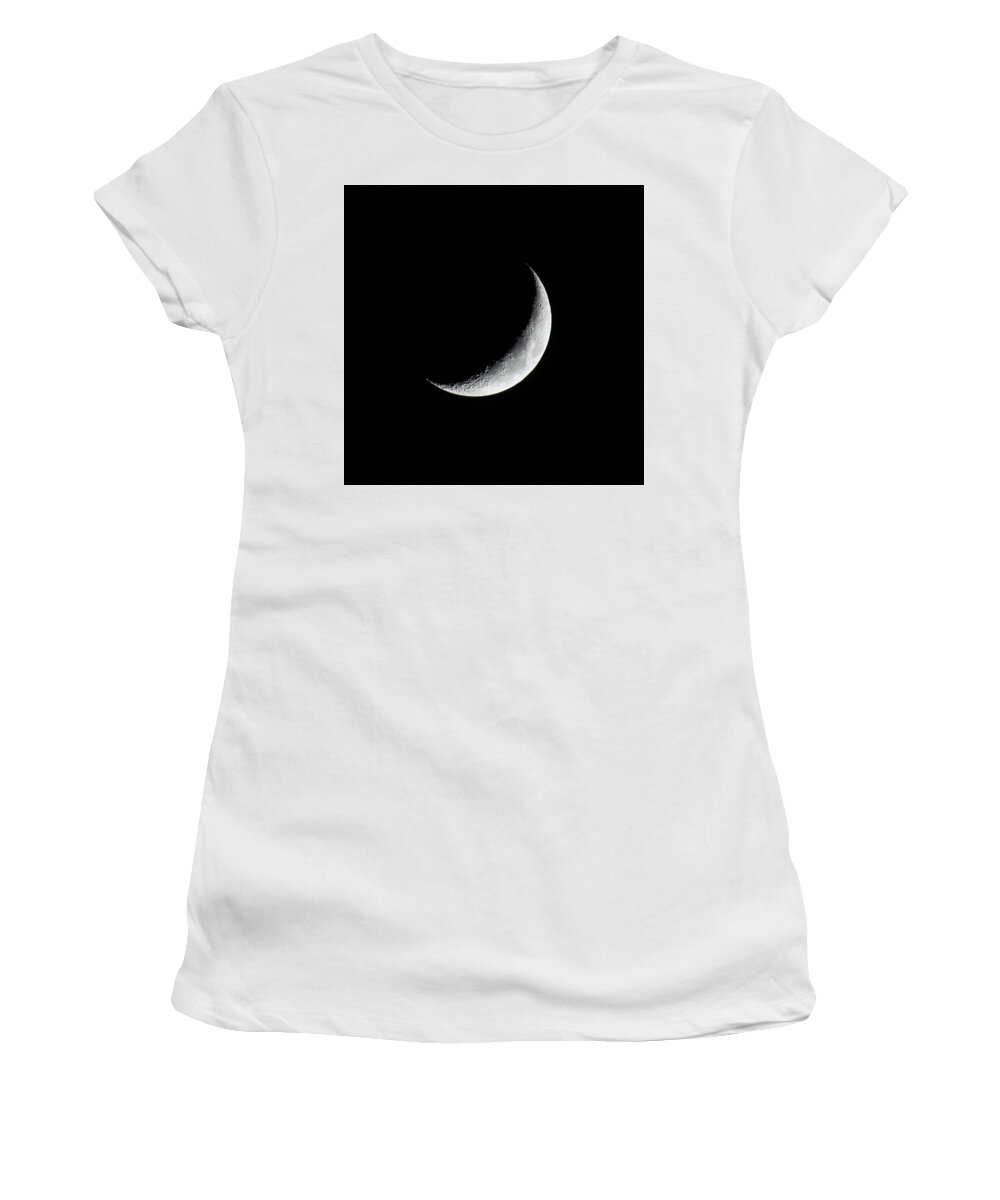 Crescent Moon Women's T-Shirt featuring the photograph Crescent Moon by Darryl Hendricks
