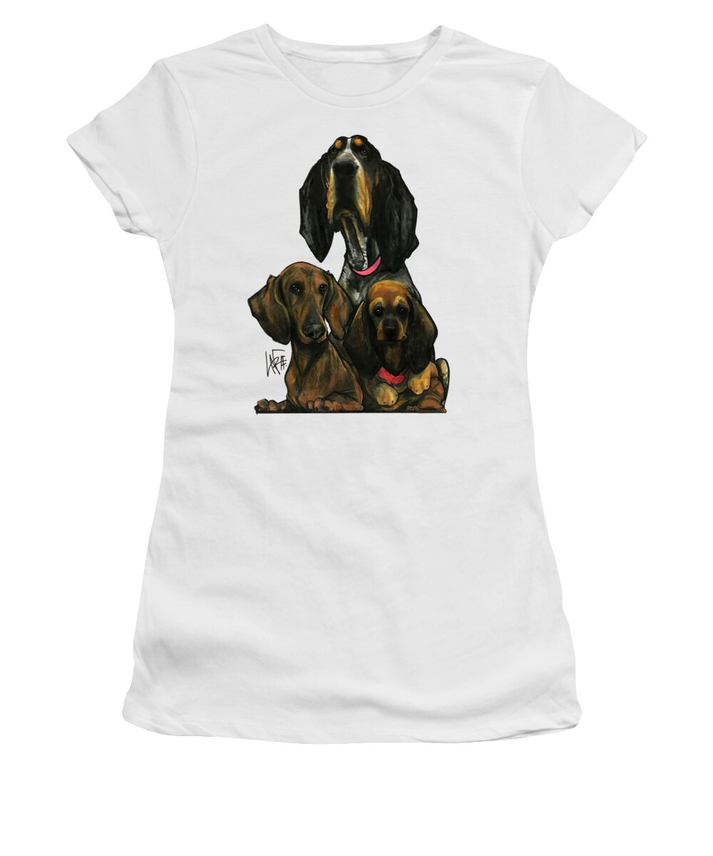 Hounds Women's T-Shirt featuring the drawing Crowhurst 3007 by Canine Caricatures By John LaFree
