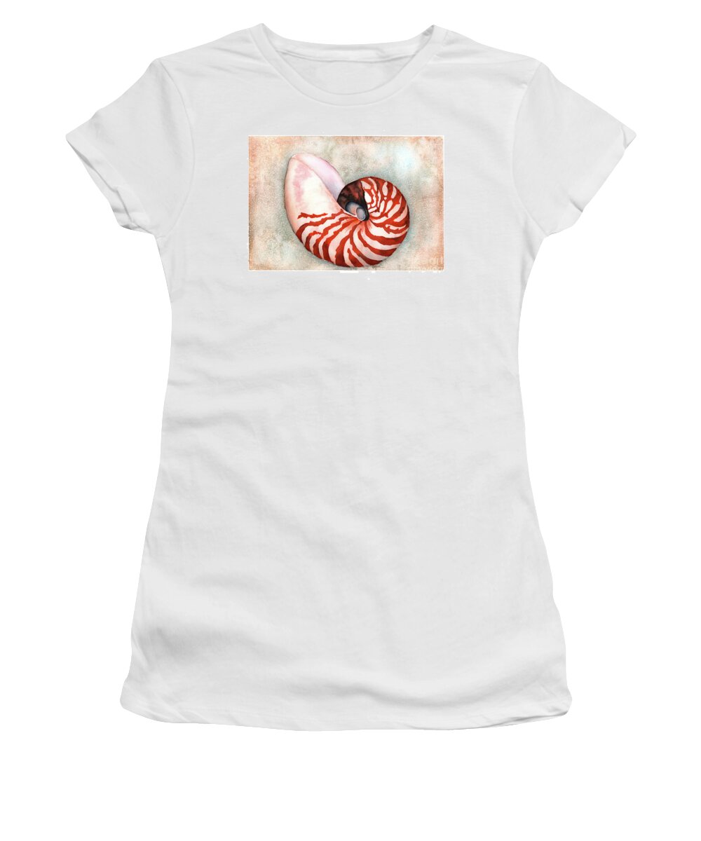 Nautilus Women's T-Shirt featuring the painting Curled Nautilus by Hilda Wagner