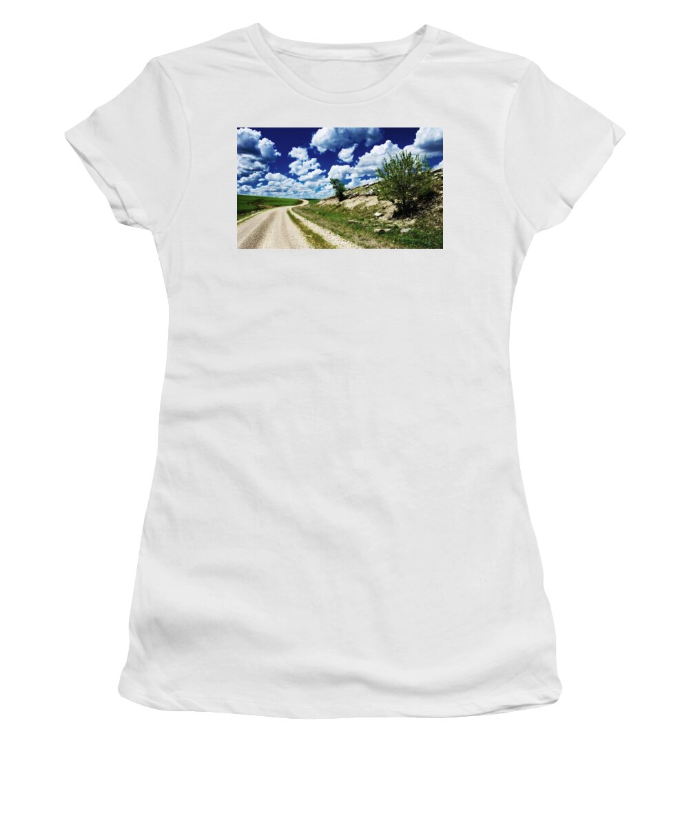 Kansas Women's T-Shirt featuring the photograph Curving Gravel Road by Eric Benjamin