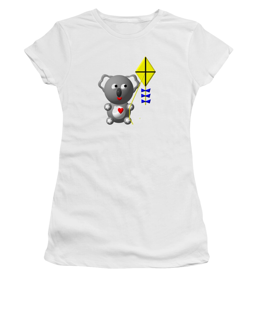 Koala Women's T-Shirt featuring the digital art Cute Koala with Kite by Rose Santuci-Sofranko