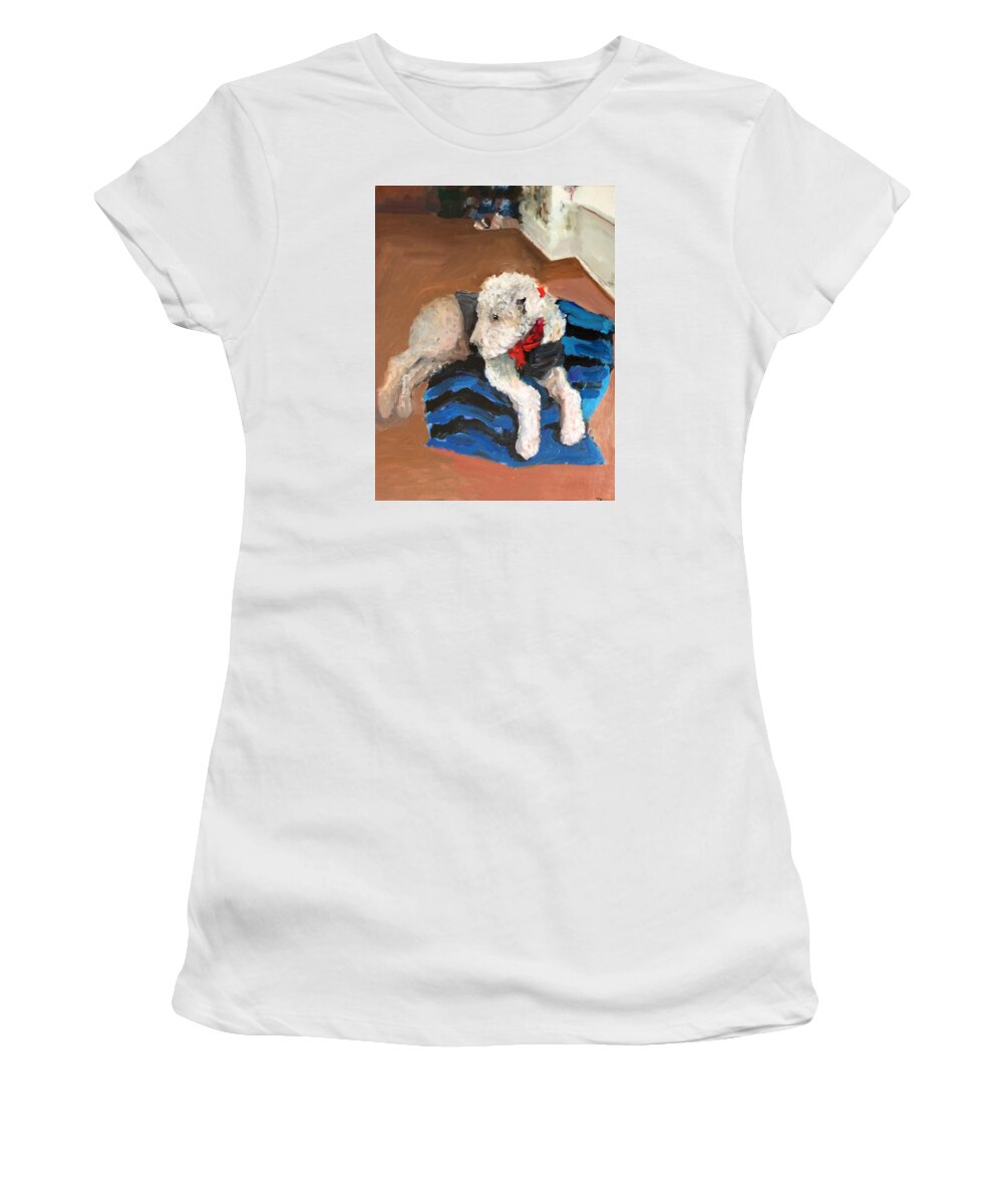 Airedale Women's T-Shirt featuring the painting Dancer Our Airedale by Janis Kirstein