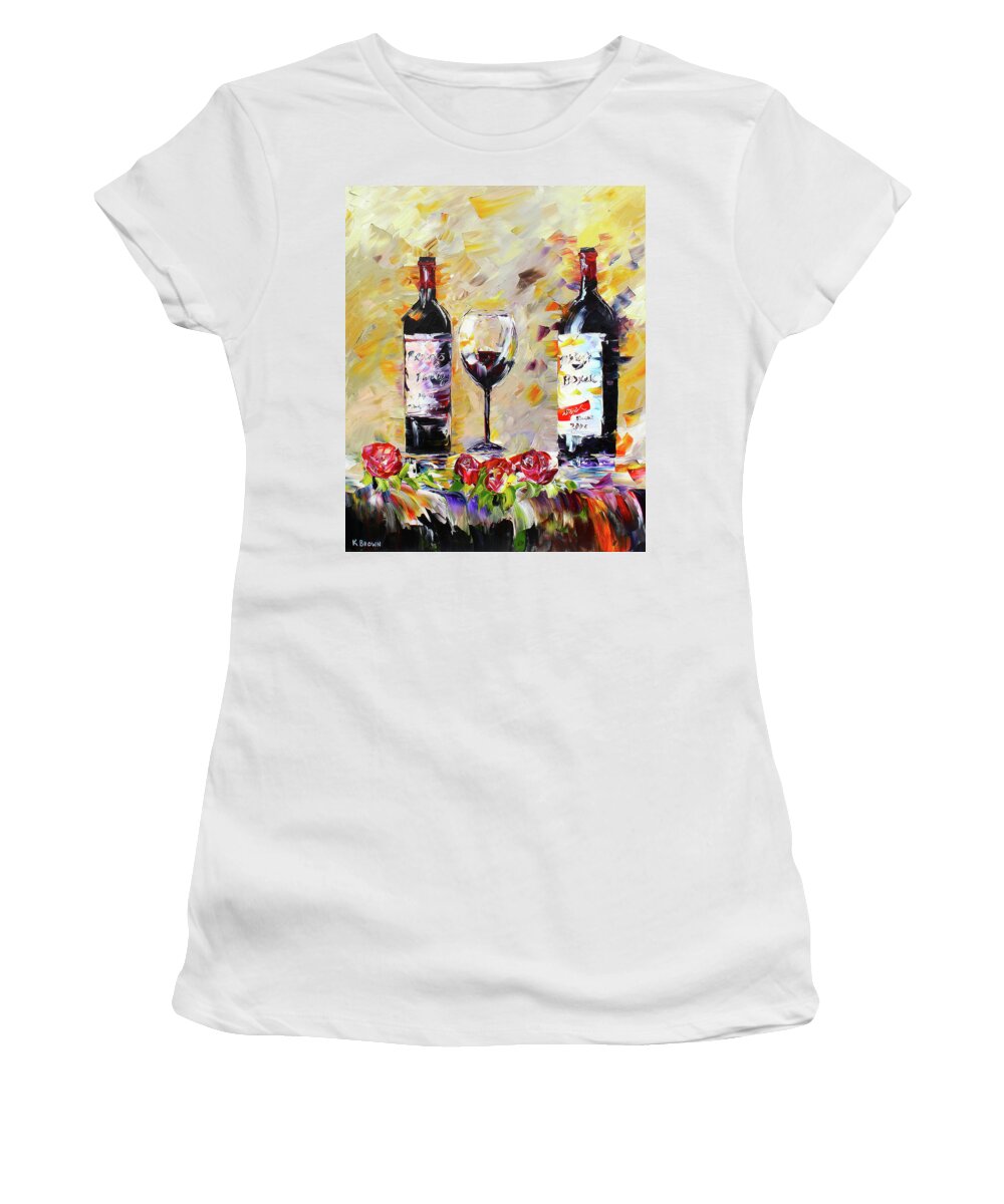 Red Wine Women's T-Shirt featuring the painting Date Night by Kevin Brown