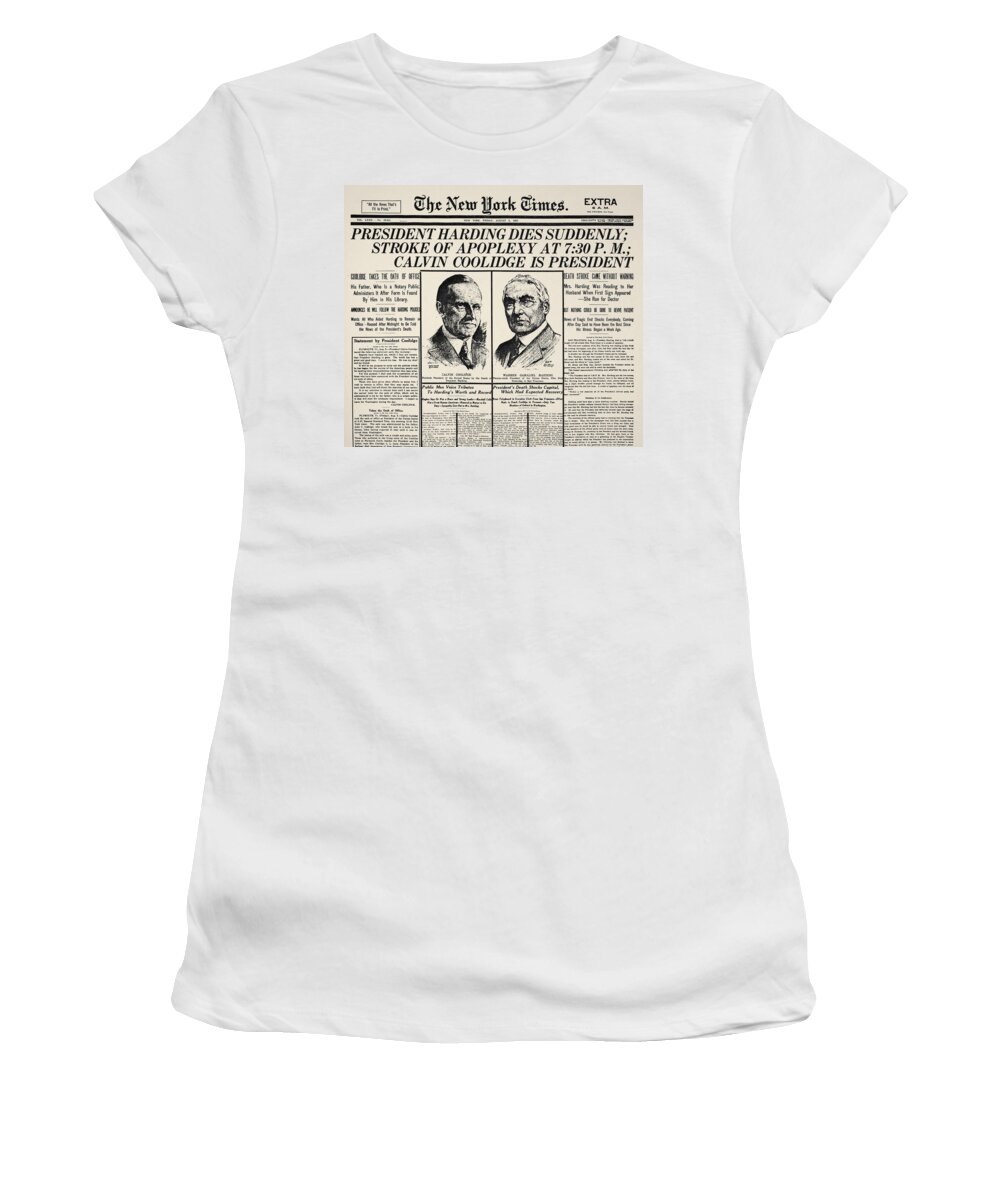 1923 Women's T-Shirt featuring the photograph Death Of Warren Harding by Granger