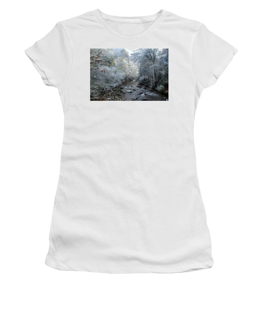 Winter Scene Women's T-Shirt featuring the photograph December by Mike Eingle