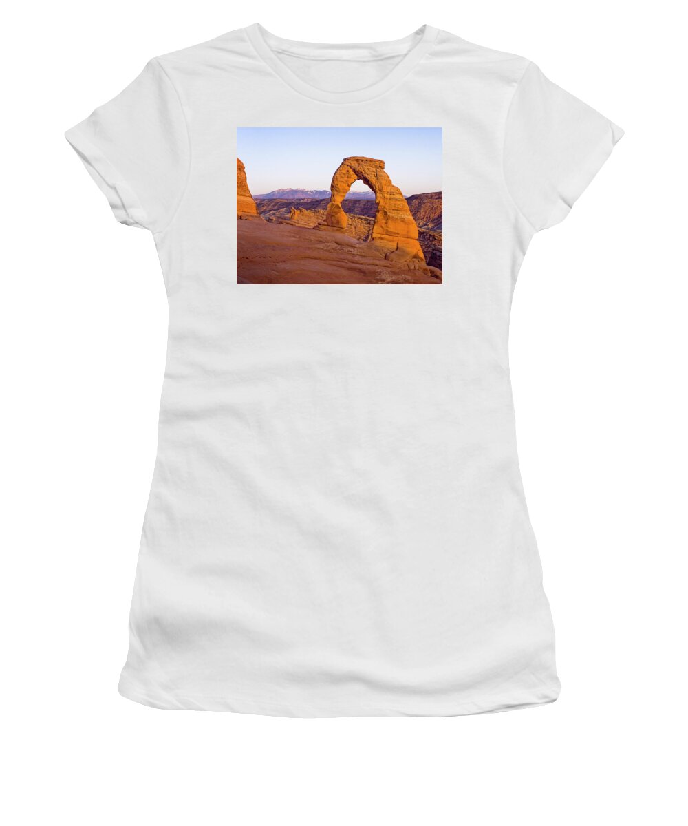 Delicate Women's T-Shirt featuring the photograph Delicate Arch, Sunset - Arches National Park, Utah by Steve Ellison