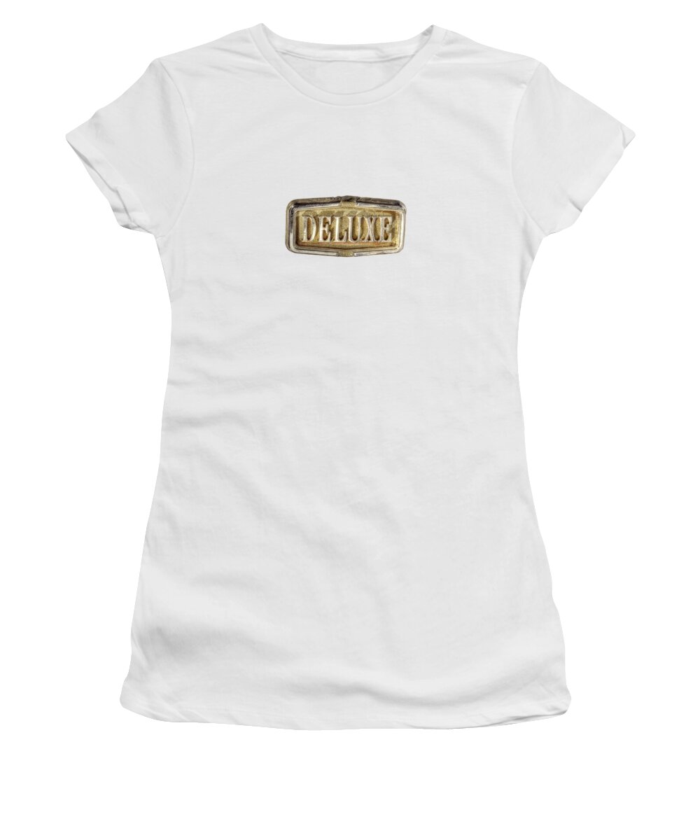 Automotive Women's T-Shirt featuring the photograph Deluxe Chrome Emblem by YoPedro