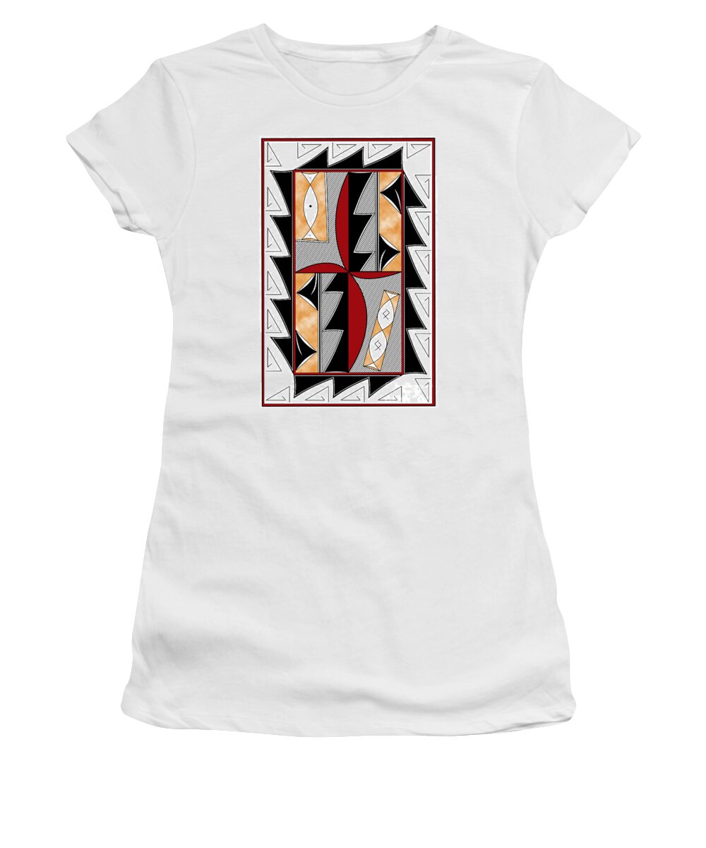 Southwest Women's T-Shirt featuring the digital art Southwest Collection - Design One in Red by Tim Hightower