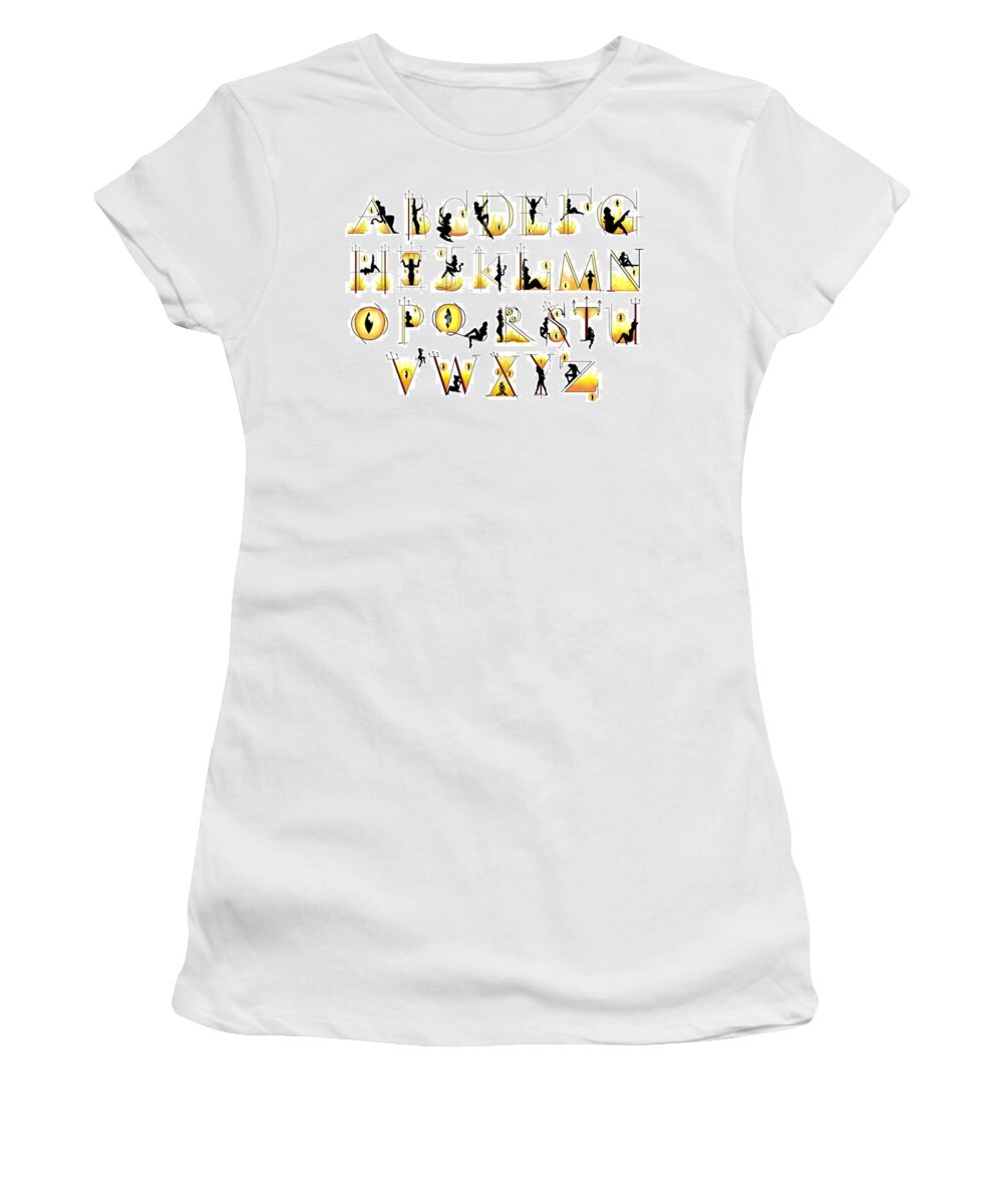 Letters Women's T-Shirt featuring the digital art Devilish Alphabet by Scarlett Royale