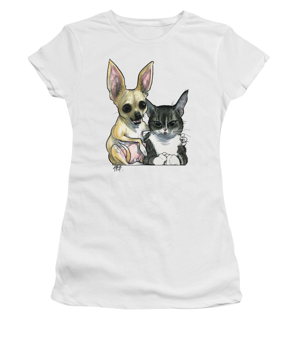 Chihuahua Women's T-Shirt featuring the drawing DeZiel 3830 by Canine Caricatures By John LaFree