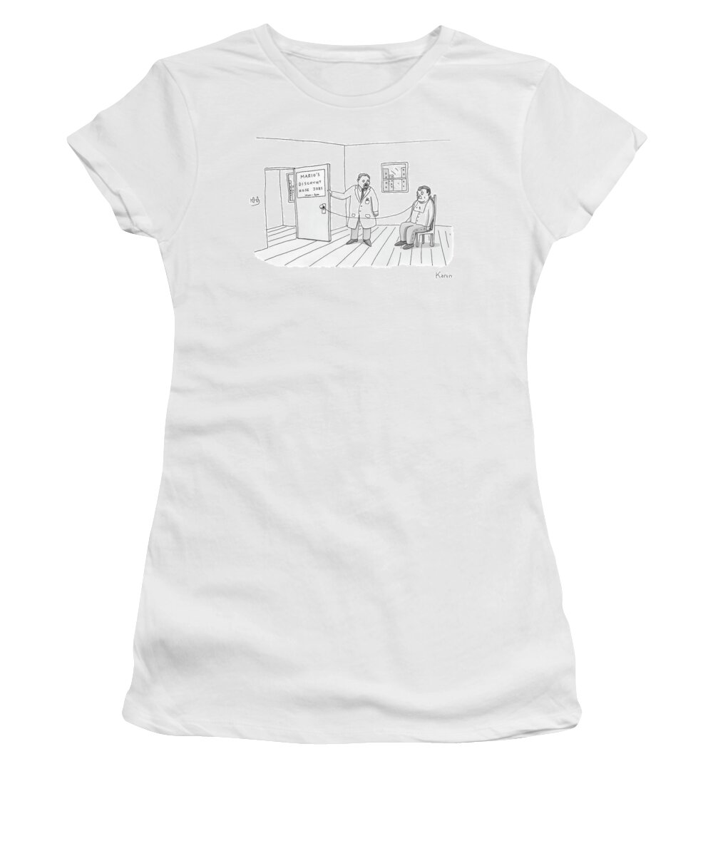 Discount Women's T-Shirt featuring the drawing Discount Nose Job by Zachary Kanin