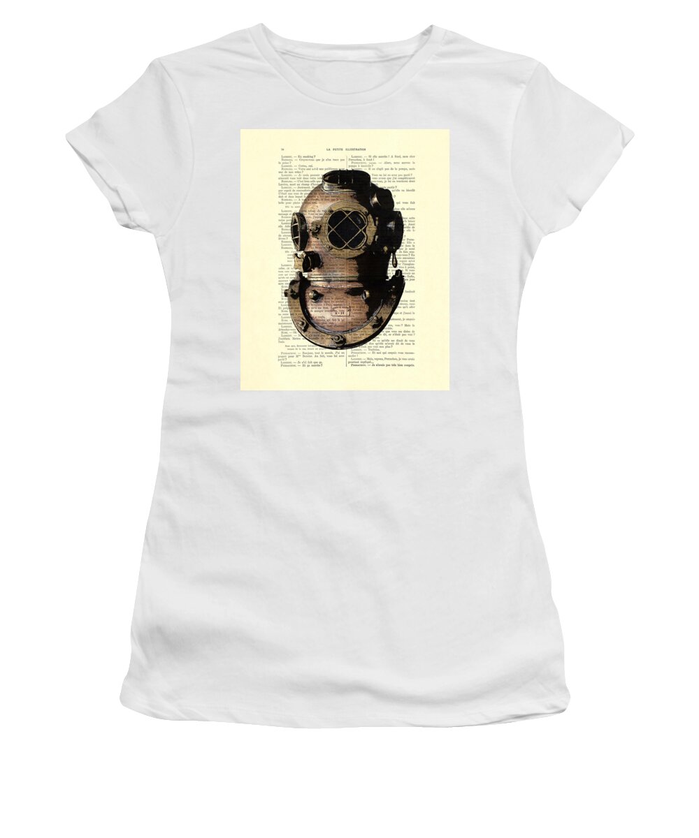 Diving Helmet Women's T-Shirt featuring the digital art Diving helmet by Madame Memento