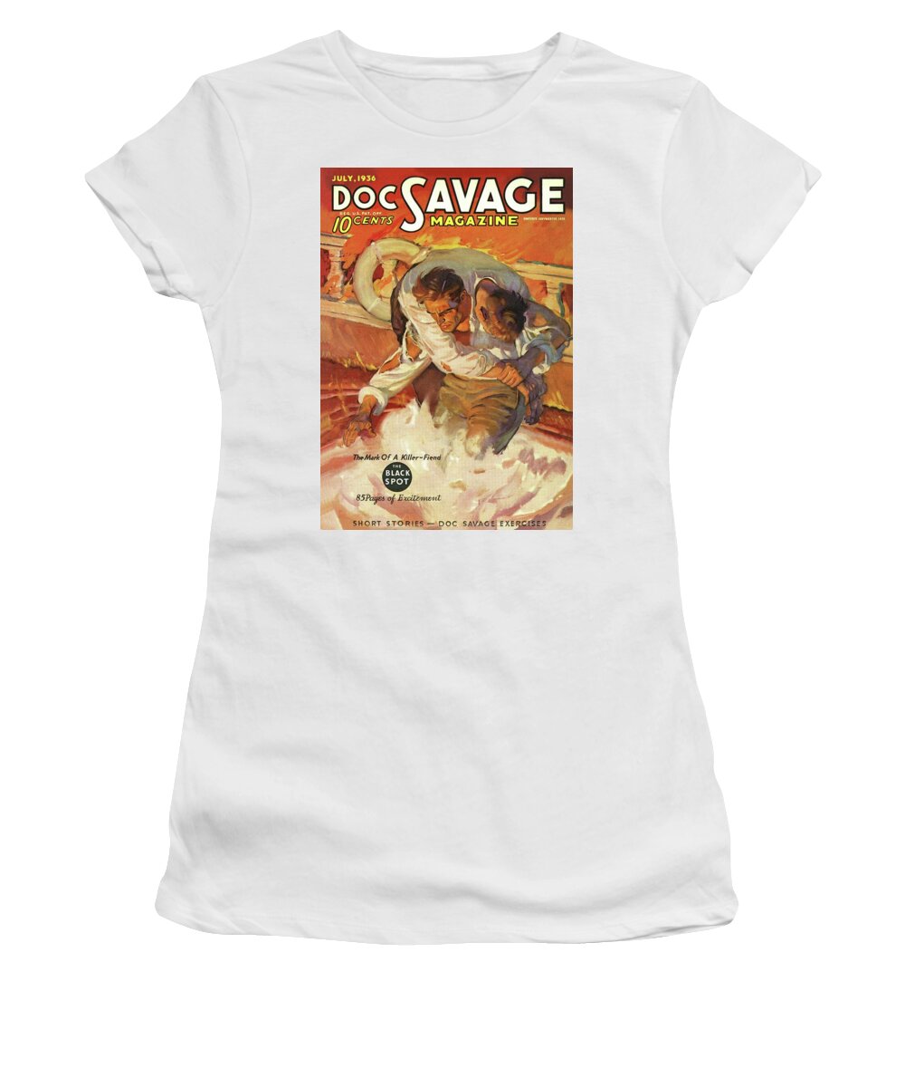 Comic Women's T-Shirt featuring the drawing Doc Savage The Black Spot by Conde Nast