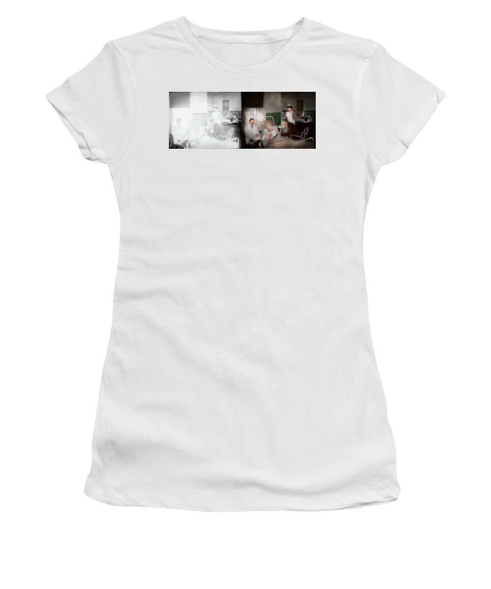 Washington Women's T-Shirt featuring the photograph Doctor - Hospital - Bedside manner 1915 - Side by Side by Mike Savad