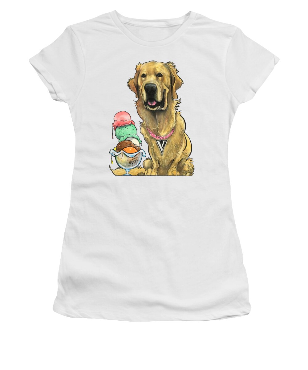 Dominguez Women's T-Shirt featuring the drawing Dominguez 3778 by Canine Caricatures By John LaFree