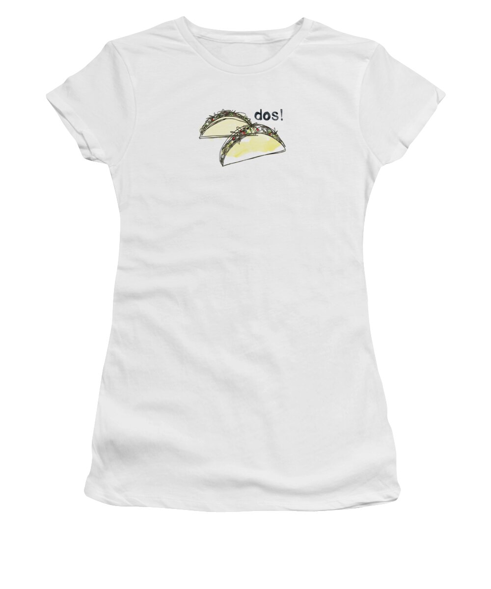 Tacos Women's T-Shirt featuring the painting Dos Tacos- Art by Linda Woods by Linda Woods