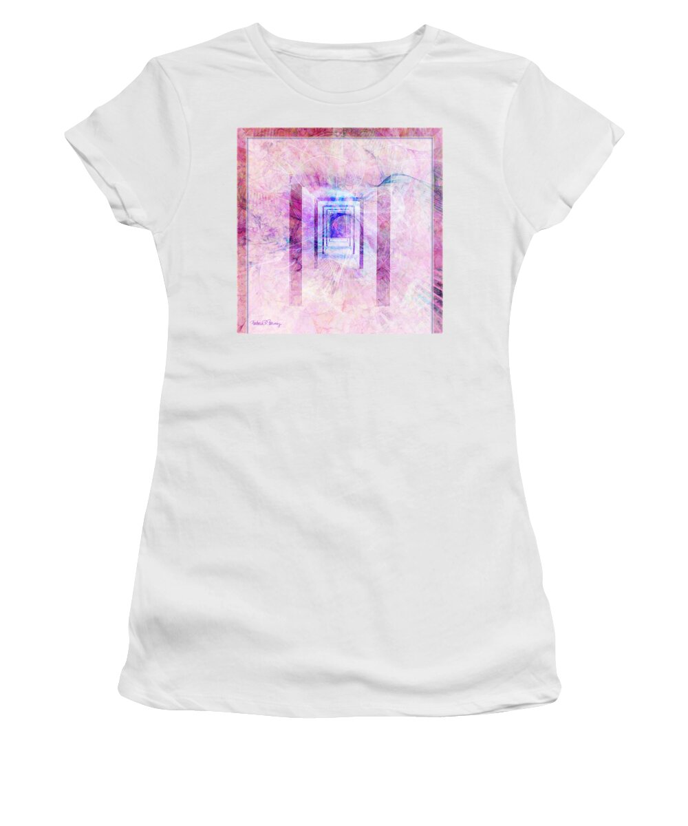 Pink Women's T-Shirt featuring the digital art Down the Hall by Barbara Berney