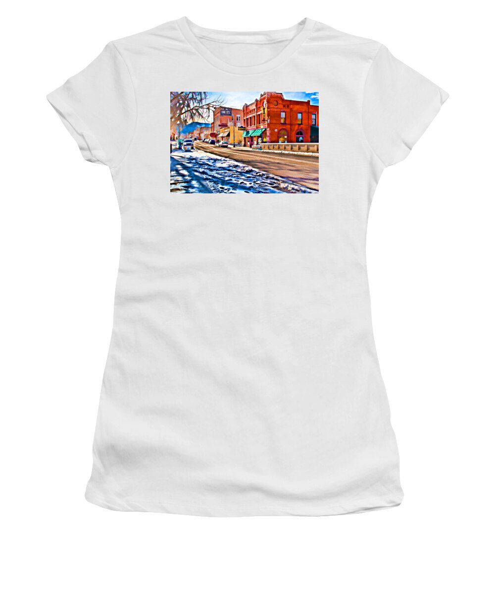 Downtown Women's T-Shirt featuring the photograph Downtown Salida hotels by Charles Muhle