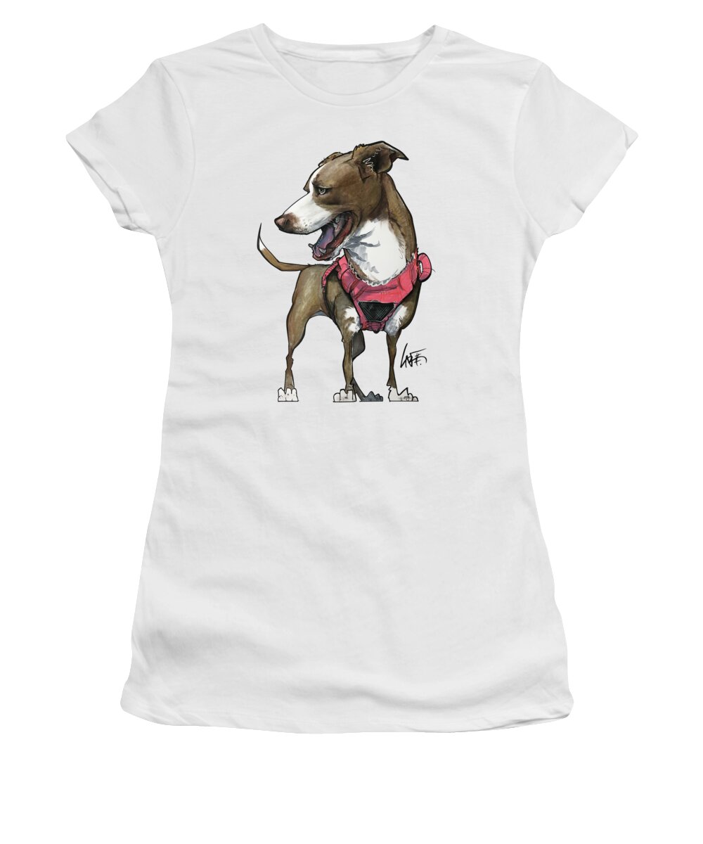 Mutt Women's T-Shirt featuring the drawing DuFour 3920 HAZEL by Canine Caricatures By John LaFree