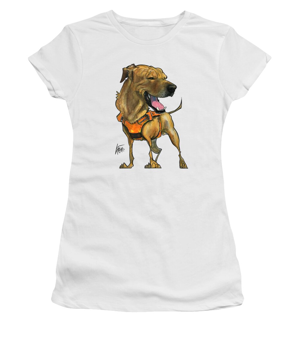 Mutt Women's T-Shirt featuring the drawing DuFour 3920 MONTY by Canine Caricatures By John LaFree