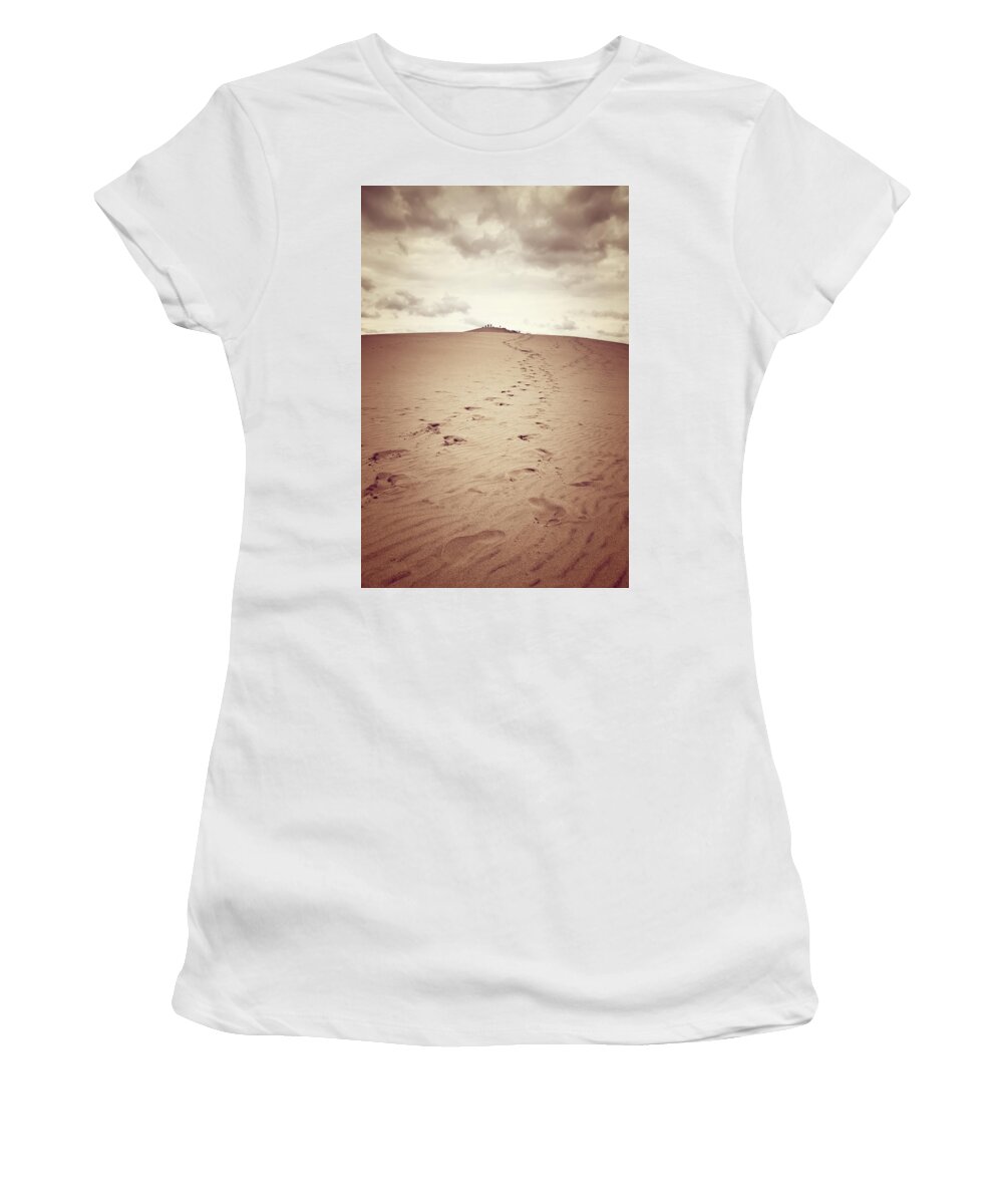 Dune Du Pilat Women's T-Shirt featuring the photograph Dune of Pilat, the tallest sand dune in Europe by GoodMood Art