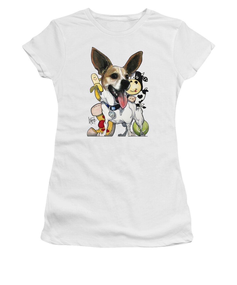 Pet Portrait Women's T-Shirt featuring the drawing Dupreez 18-1002 by Canine Caricatures By John LaFree