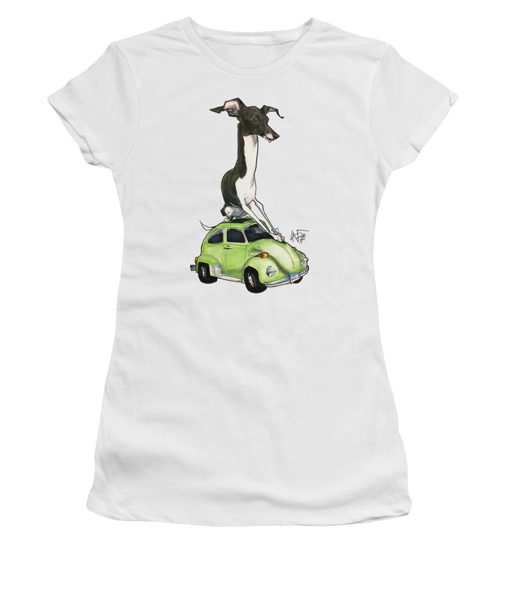 Pet Portrait Women's T-Shirt featuring the drawing Duque 3301 by John LaFree