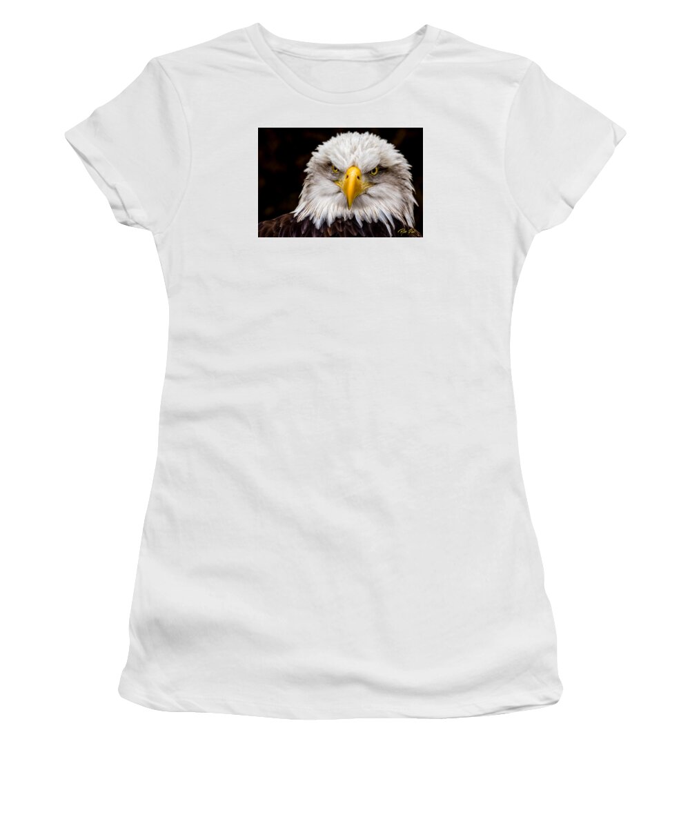 Animals Women's T-Shirt featuring the photograph Defiant and Resolute - Bald Eagle by Rikk Flohr