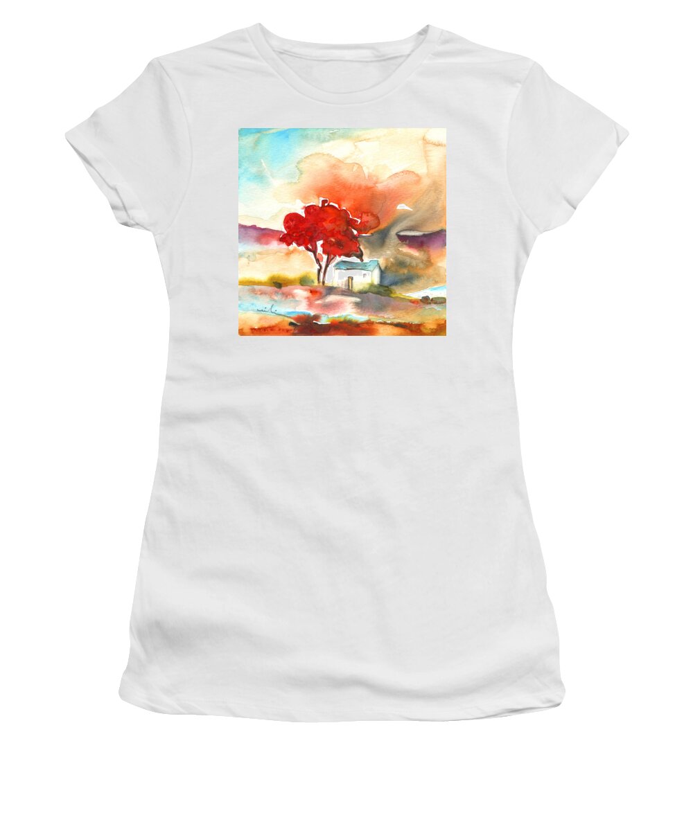 Landscapes Women's T-Shirt featuring the painting Early Morning 22 by Miki De Goodaboom