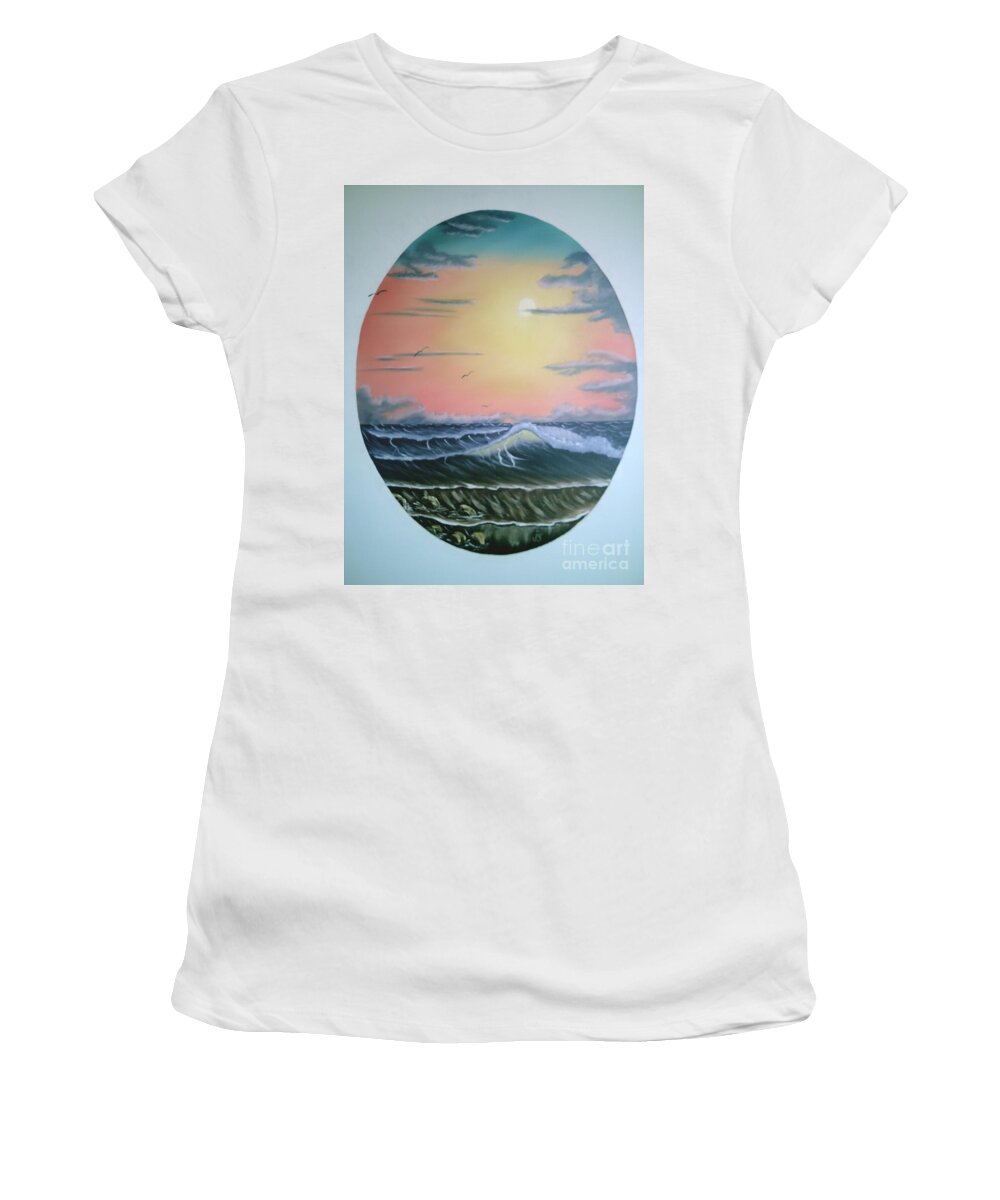 Pastel Sky Women's T-Shirt featuring the painting Ebb Tide by Jim Saltis