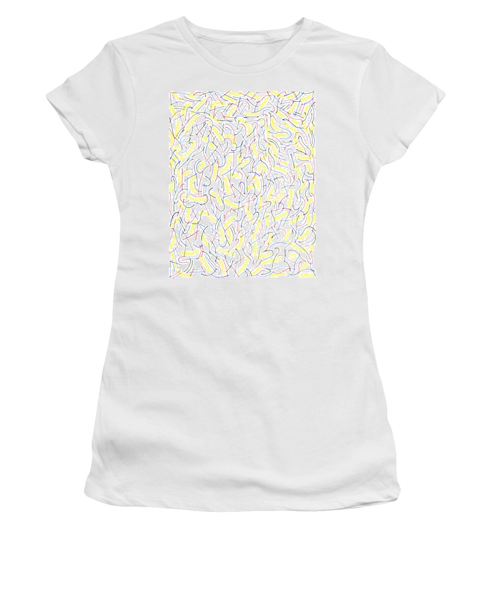 Mazes Women's T-Shirt featuring the drawing Effervescence by Steven Natanson