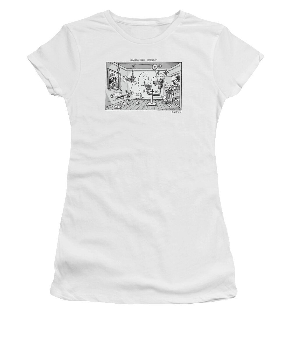 Rube Goldberg Women's T-Shirt featuring the drawing Election Recap by Peter Kuper