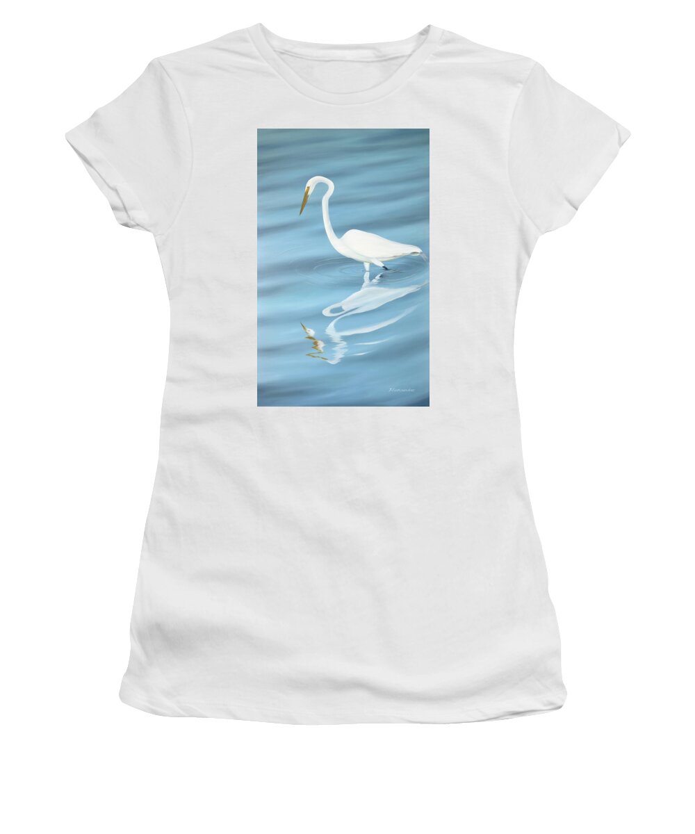 Bird Women's T-Shirt featuring the painting Elegant Egret by Torrence Ramsundar