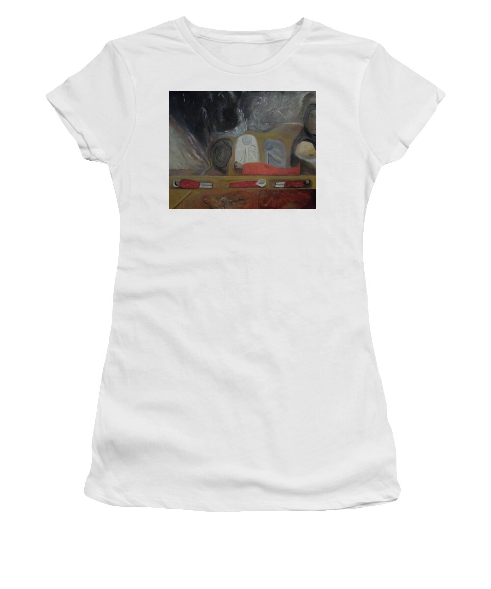 Anguish Women's T-Shirt featuring the painting Endless Anguish by Susan Esbensen