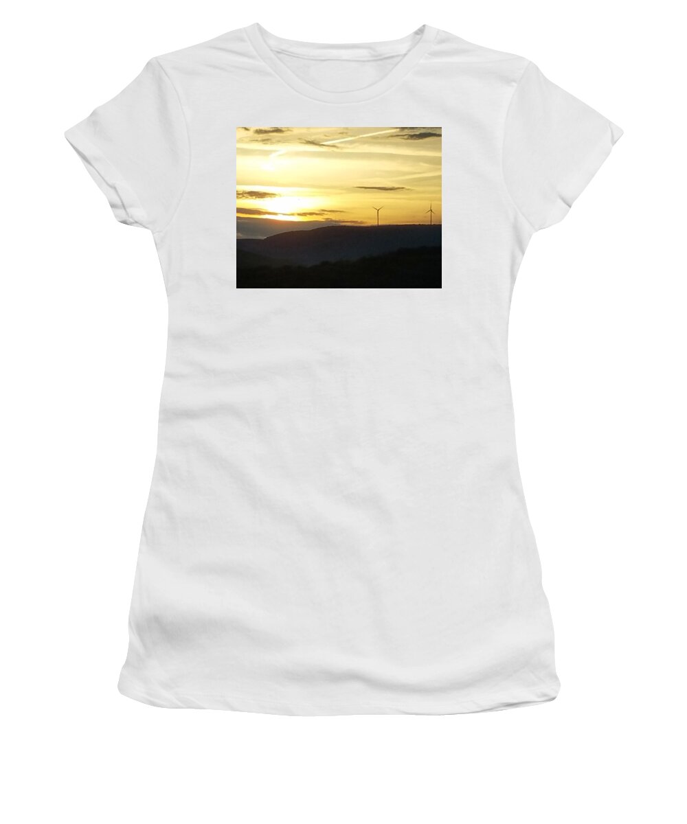 Windmill Women's T-Shirt featuring the photograph Environmental Sunset by Vic Ritchey
