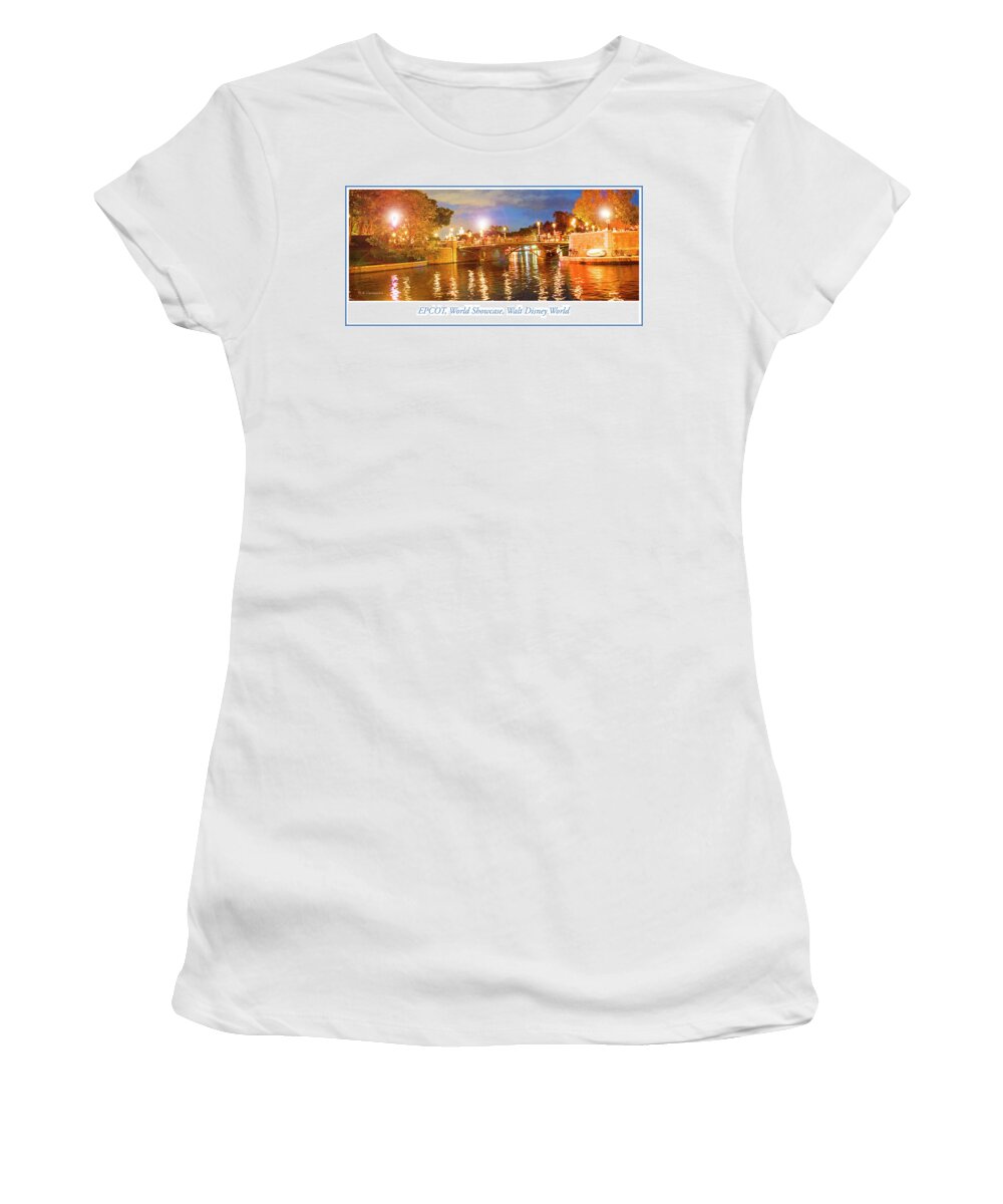 World Showcase Women's T-Shirt featuring the photograph EPCOT, France Pavilion, World Showcase, Walt Disney World by A Macarthur Gurmankin