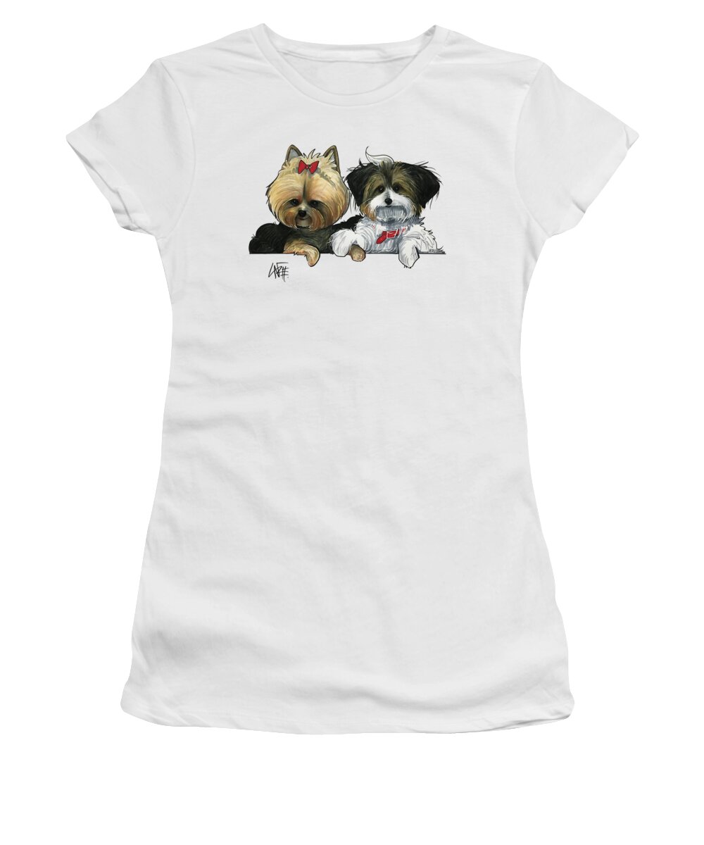 Yorkie Women's T-Shirt featuring the drawing Escalera 3570 by Canine Caricatures By John LaFree