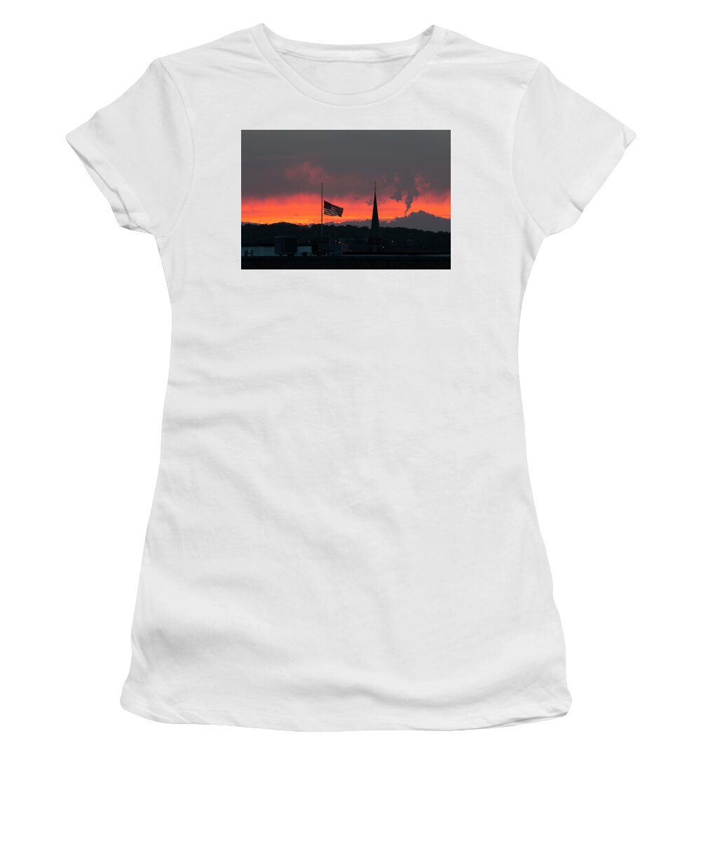 Sunset Women's T-Shirt featuring the photograph Evening on Memorial Day by Ellen Koplow