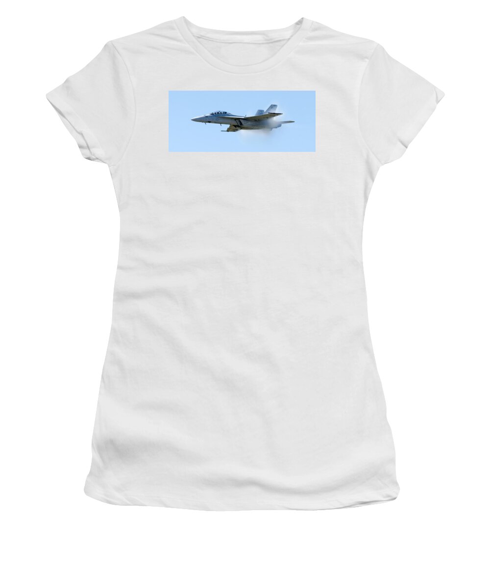 F18 Women's T-Shirt featuring the photograph F18 - Barrier by Greg Fortier