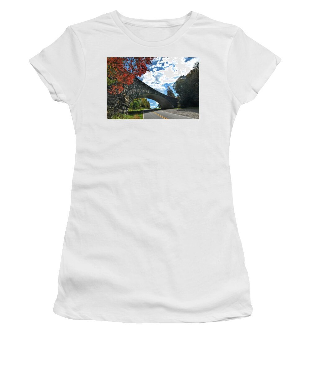 Bridge Women's T-Shirt featuring the photograph Fall Bridge by Doug Ash