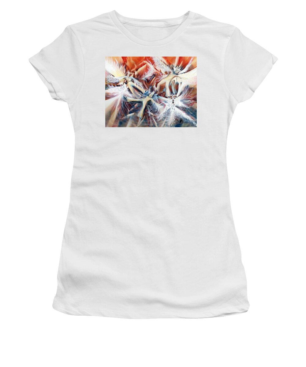 Figurative Women's T-Shirt featuring the painting Falling Angels by Jan VonBokel